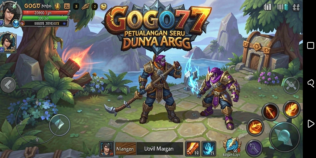 Screenshot gameplay GOGO77 yang menunjukkan aksi pertempuran seru.