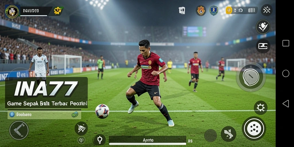 Tampilan gameplay <strong>INA777</strong> yang menegangkan di lapangan sepak bola.