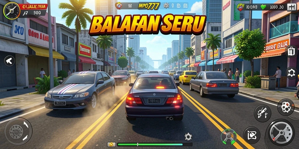 Gameplay seru balapan cepat dalam MPO777 di jalur yang mendebarkan.