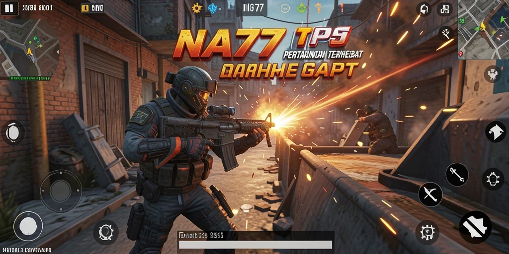 Screenshot utama menunjukkan gameplay aksion seru di NA777.