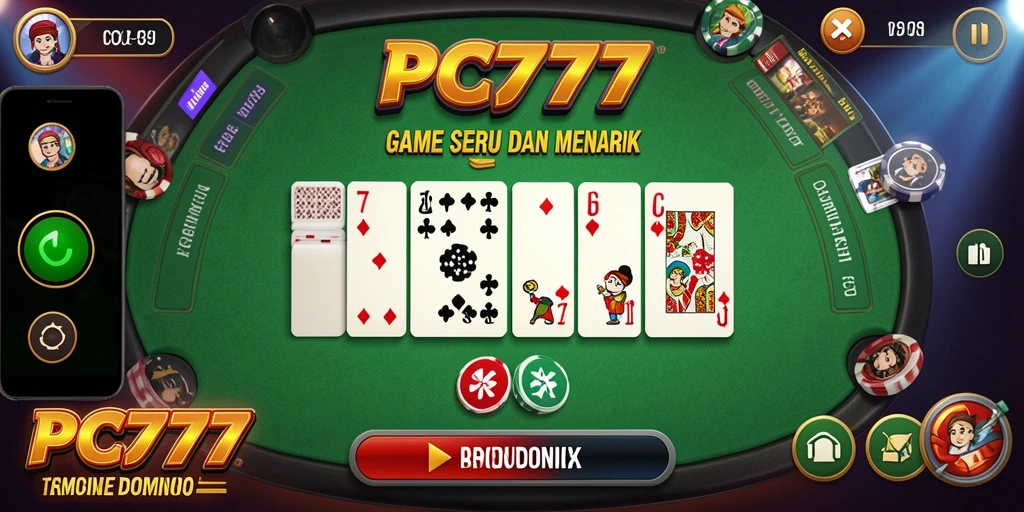 Gambaran gameplay seru Domino di PC777 dengan grafis menarik.